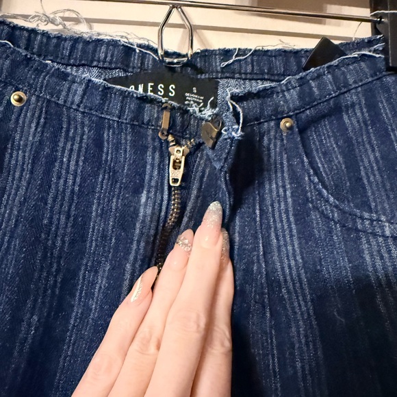 Lioness Dark Blue Striped Flare Jeans - Picture 3 of 5